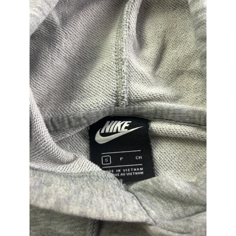 Nike Hoodie Mens Small Gray‎ Embroidered Oval Logo Pullover Fleece Sweatshirt